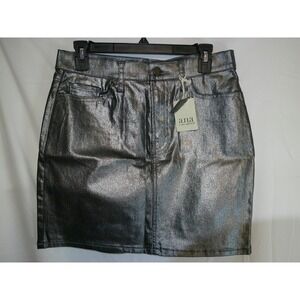 ANA A‎ New Approach Silver Metallic High Rise Mini Skirt Size 4 $44 NWT